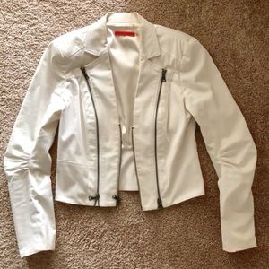 Alice + Olivia White Fitted Zipper Jacket